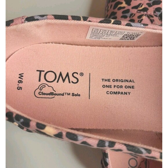 TOMS Alpargata Size 6.5 Pink Leopard Print Ortholite Comfort Slip-on Flat EUC - Picture 12 of 16